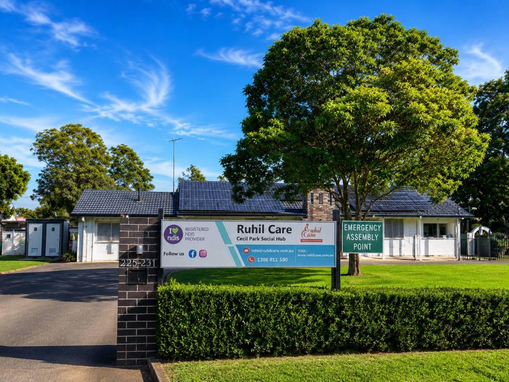 Ruhil Care Cecil Park Social Hub building with NDIS provider sign